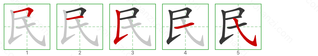 民 Stroke Order Diagrams