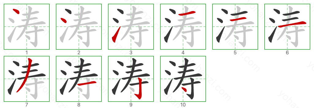 涛 Stroke Order Diagrams