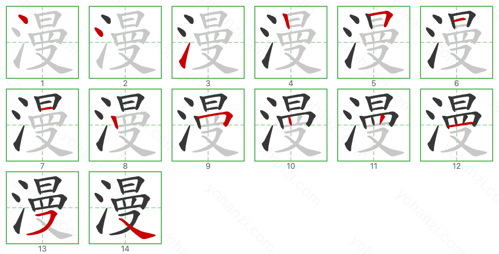 漫 Stroke Order Diagrams