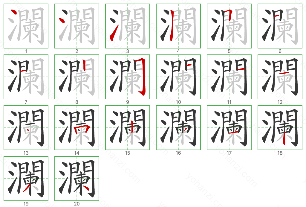 瀾 Stroke Order Diagrams