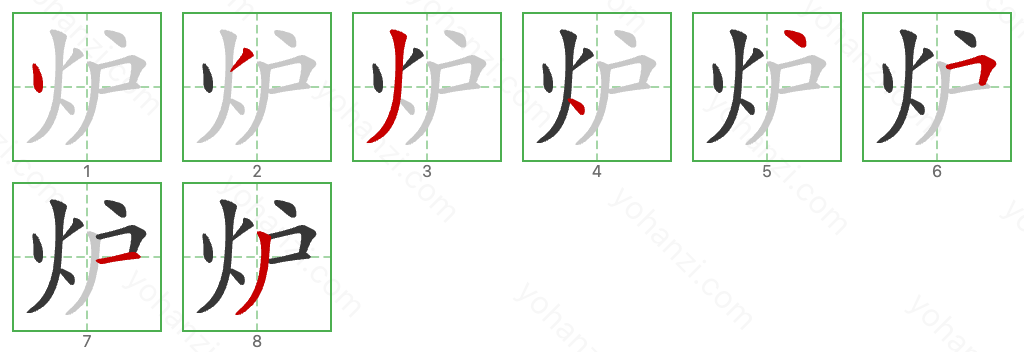 炉 Stroke Order Diagrams