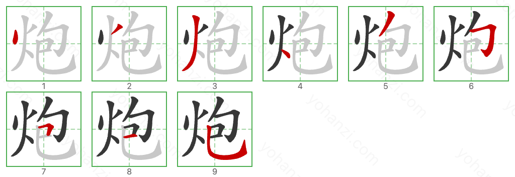 炮 Stroke Order Diagrams