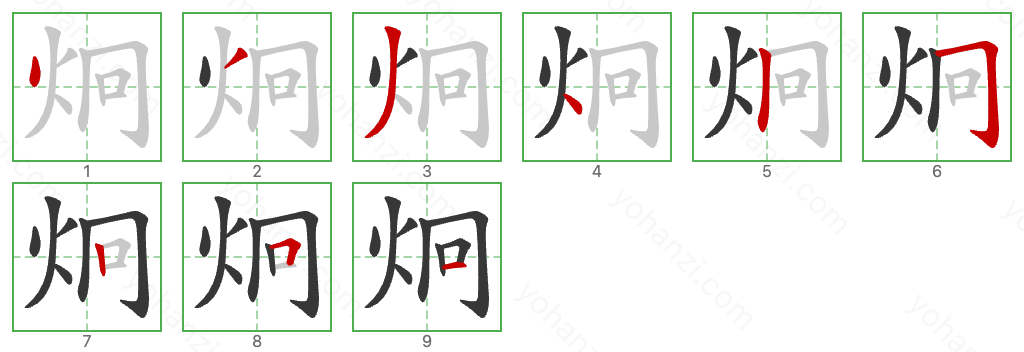 炯 Stroke Order Diagrams