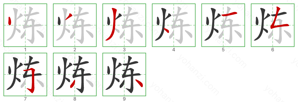 炼 Stroke Order Diagrams