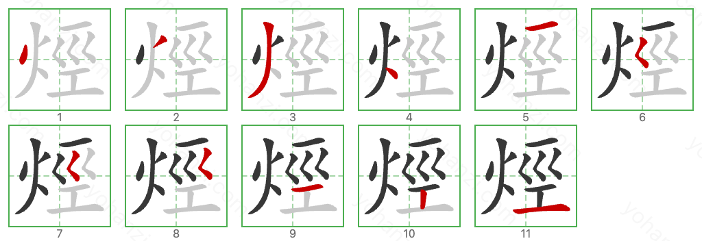 烴 Stroke Order Diagrams
