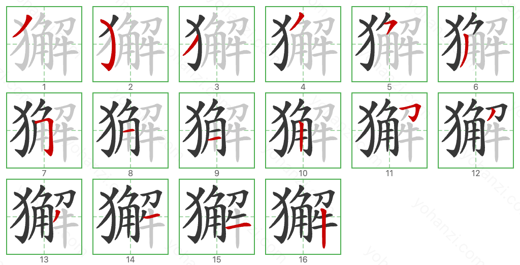 獬 Stroke Order Diagrams