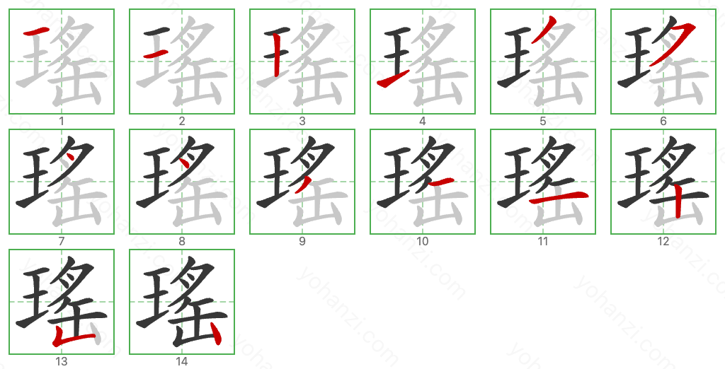 瑤 Stroke Order Diagrams