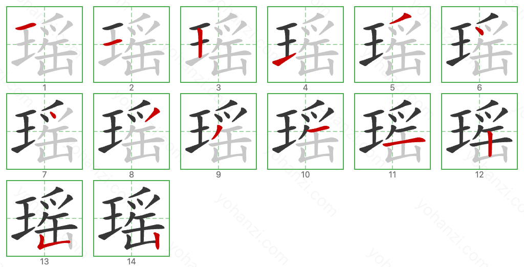 瑶 Stroke Order Diagrams