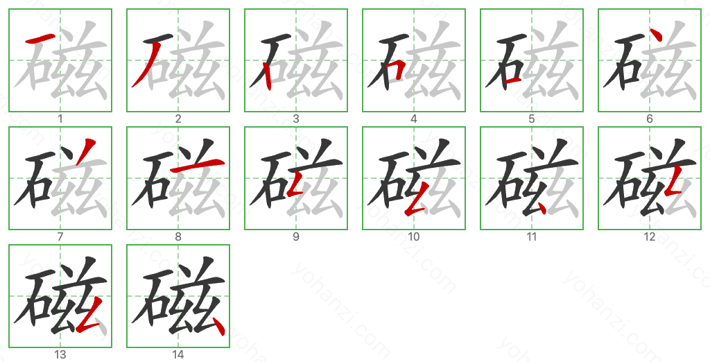 磁 Stroke Order Diagrams