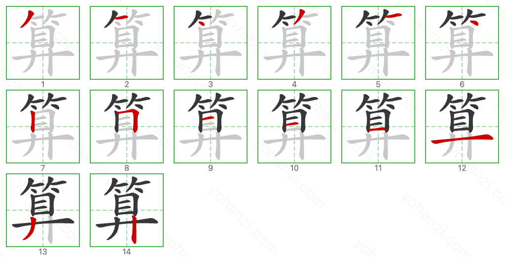 算 Stroke Order Diagrams