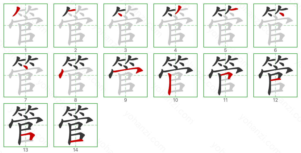 管 Stroke Order Diagrams