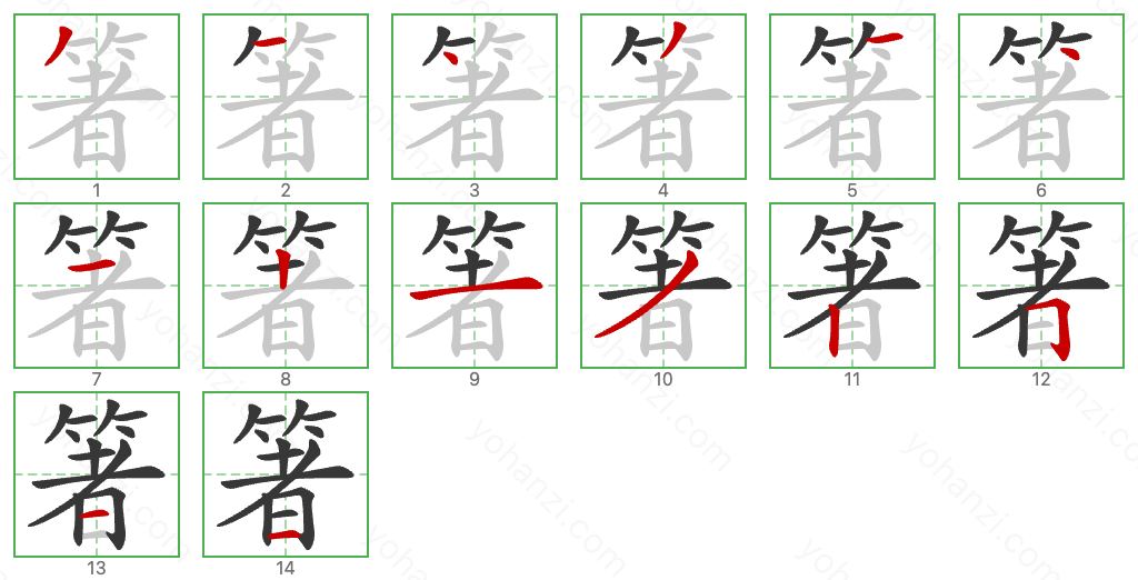 箸 Stroke Order Diagrams