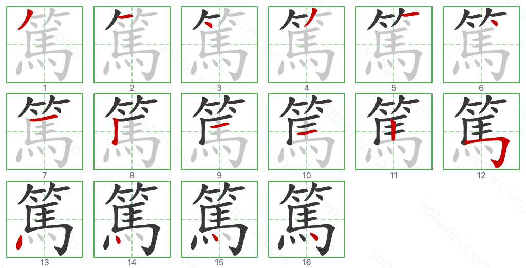 篤 Stroke Order Diagrams
