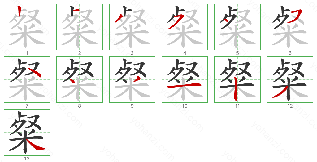 粲 Stroke Order Diagrams