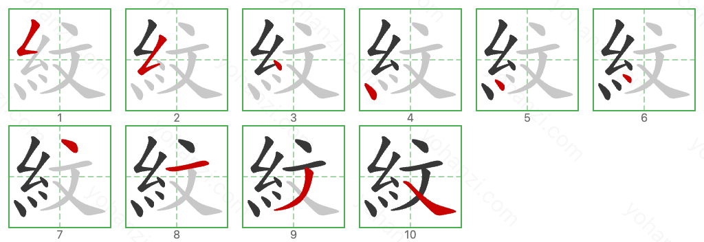 紋 Stroke Order Diagrams