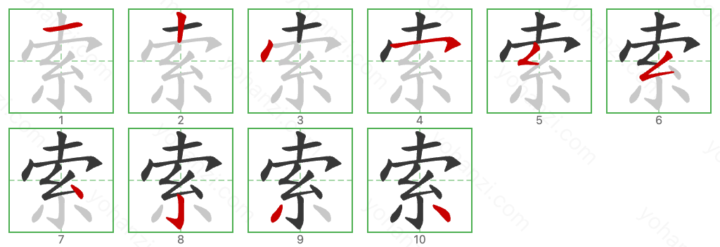 索 Stroke Order Diagrams