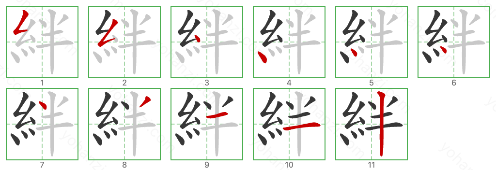 絆 Stroke Order Diagrams