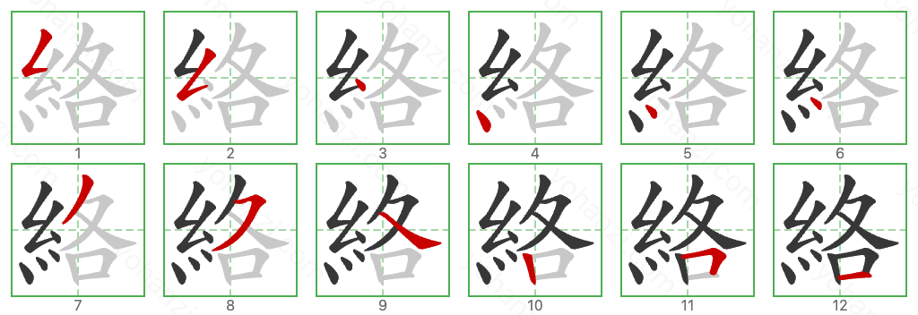 絡 Stroke Order Diagrams