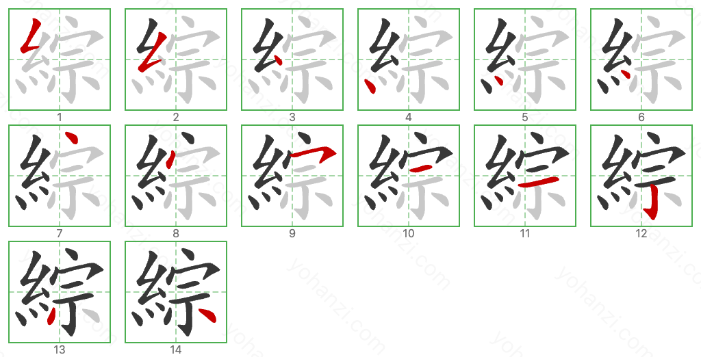 綜 Stroke Order Diagrams