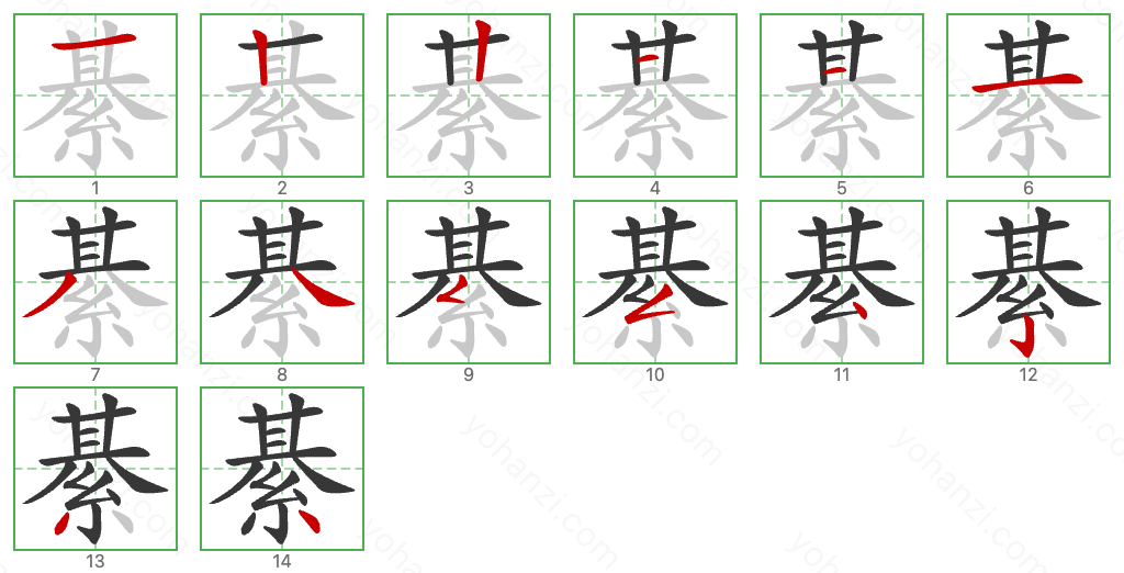 綦 Stroke Order Diagrams