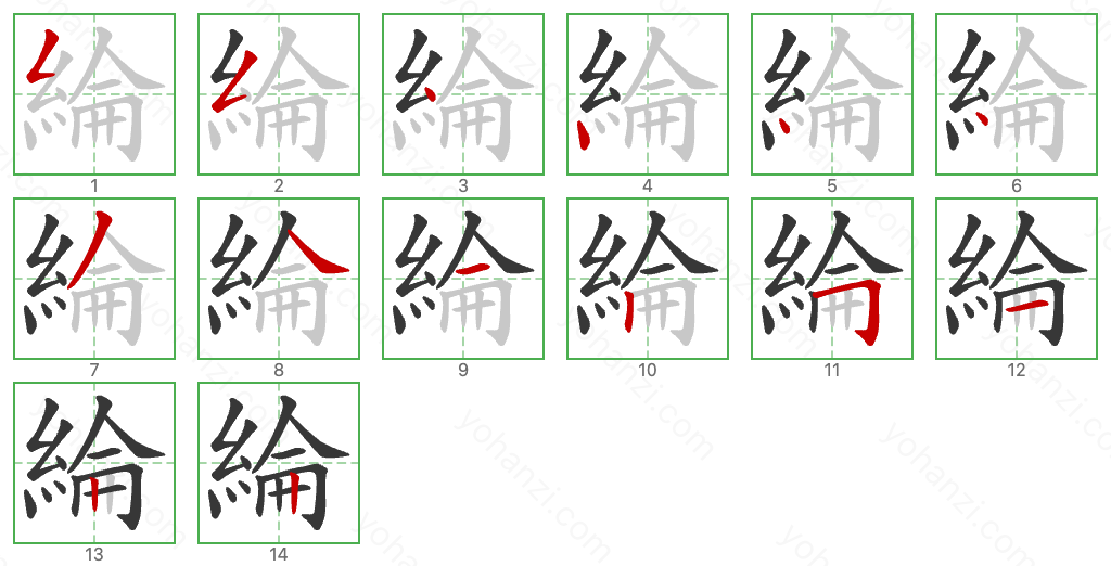 綸 Stroke Order Diagrams