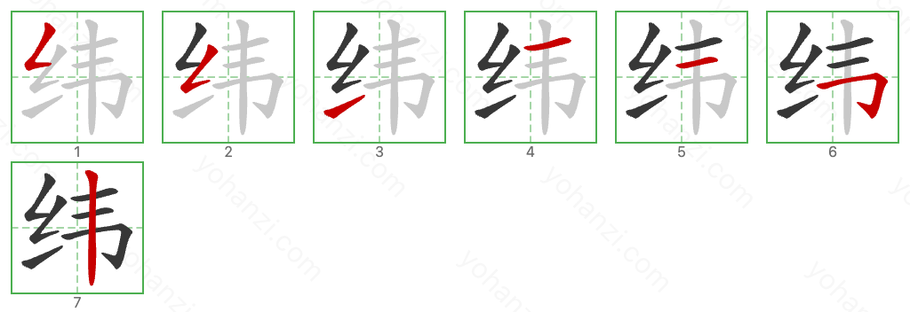 纬 Stroke Order Diagrams