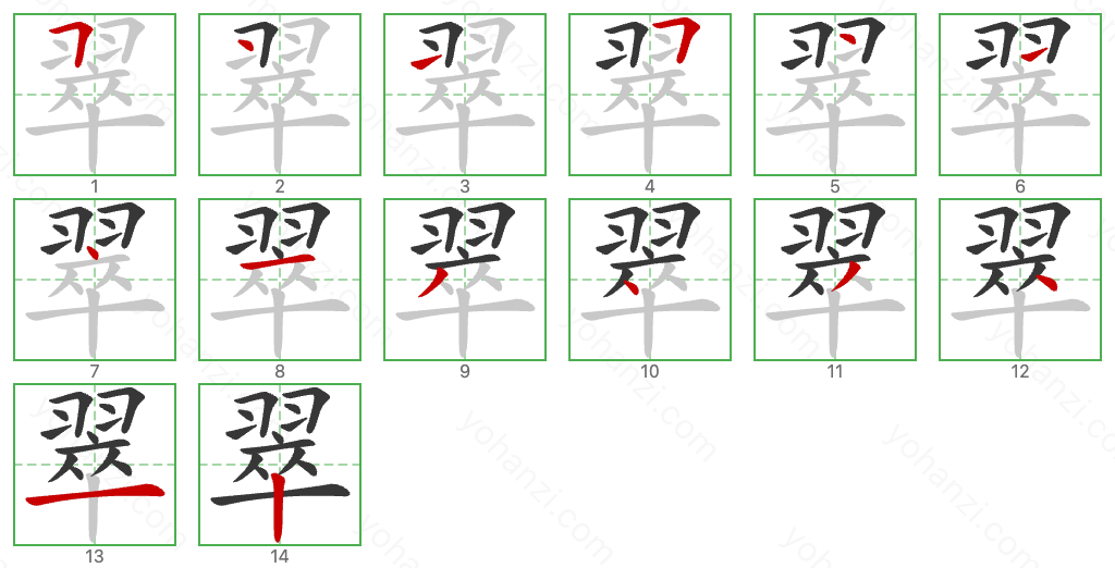 翠 Stroke Order Diagrams
