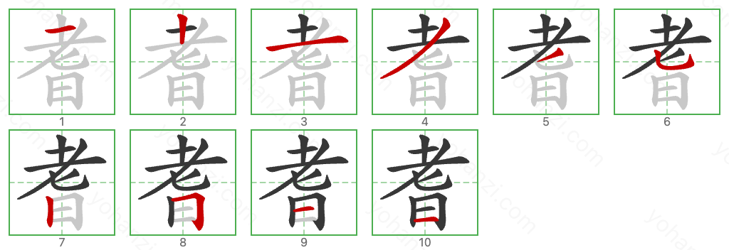 耆 Stroke Order Diagrams