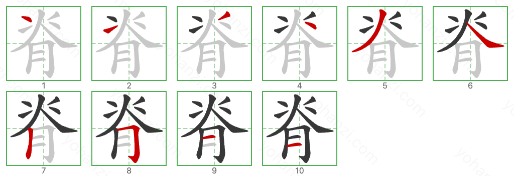 脊 Stroke Order Diagrams