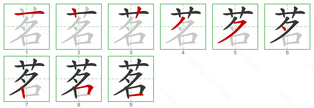 茗 Stroke Order Diagrams