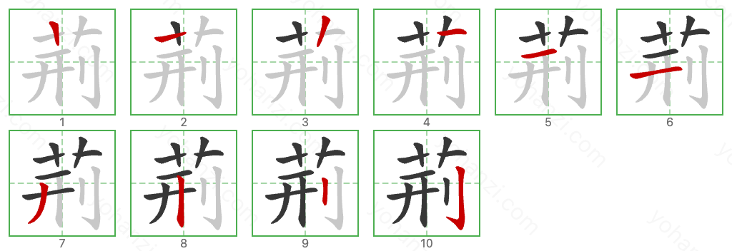 荊 Stroke Order Diagrams