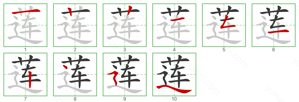 莲 Stroke Order Diagrams