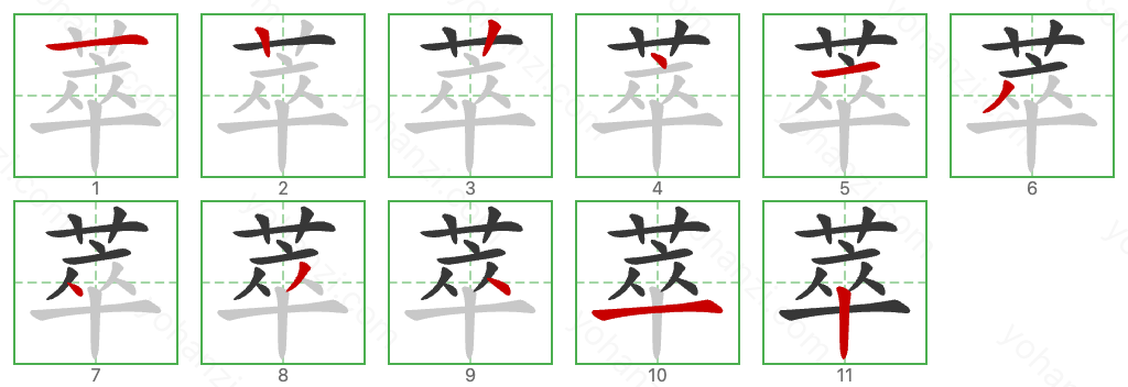 萃 Stroke Order Diagrams