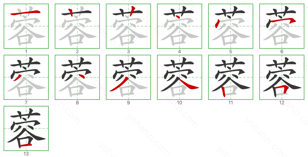 蓉 Stroke Order Diagrams