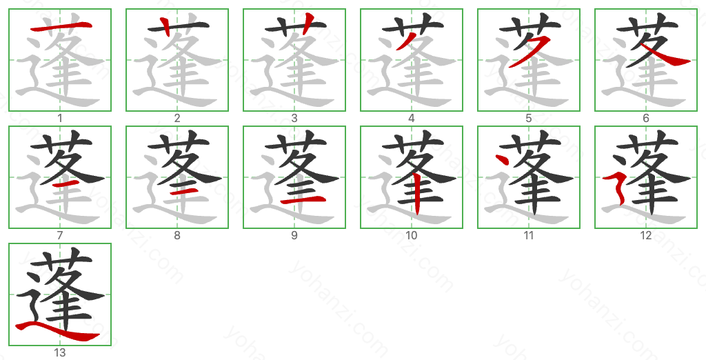 蓬 Stroke Order Diagrams