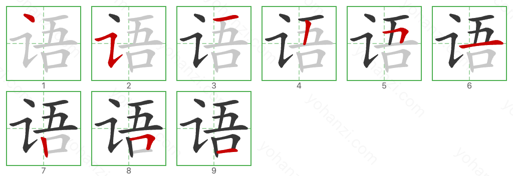 语 Stroke Order Diagrams
