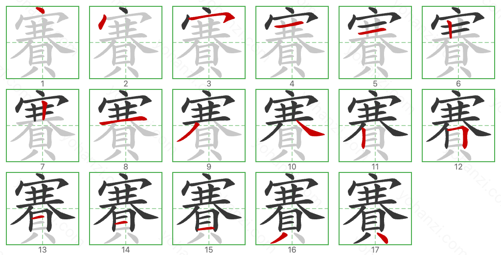 賽 Stroke Order Diagrams