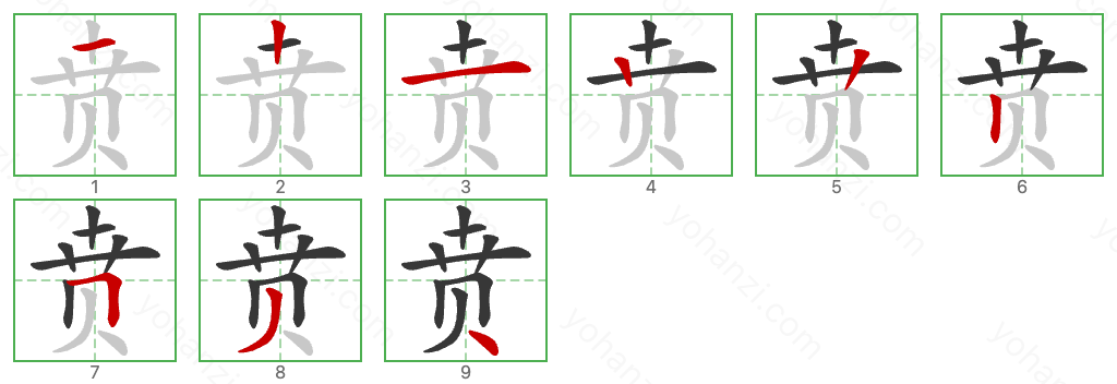 贲 Stroke Order Diagrams