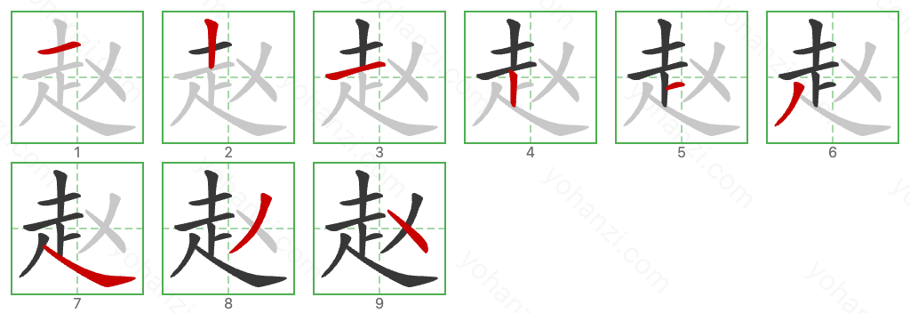 赵 Stroke Order Diagrams