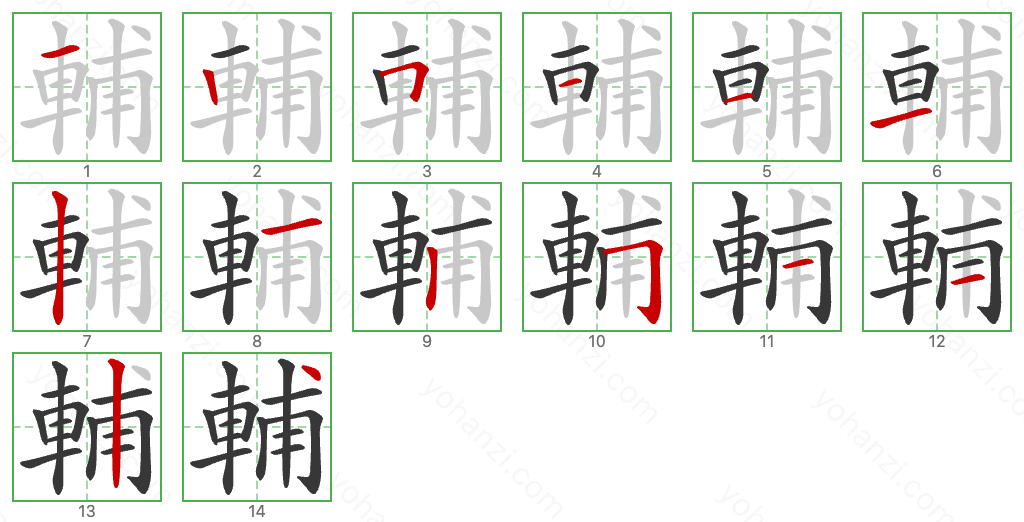 輔 Stroke Order Diagrams