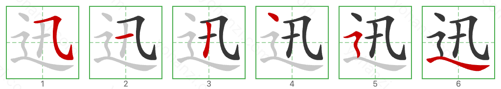 迅 Stroke Order Diagrams