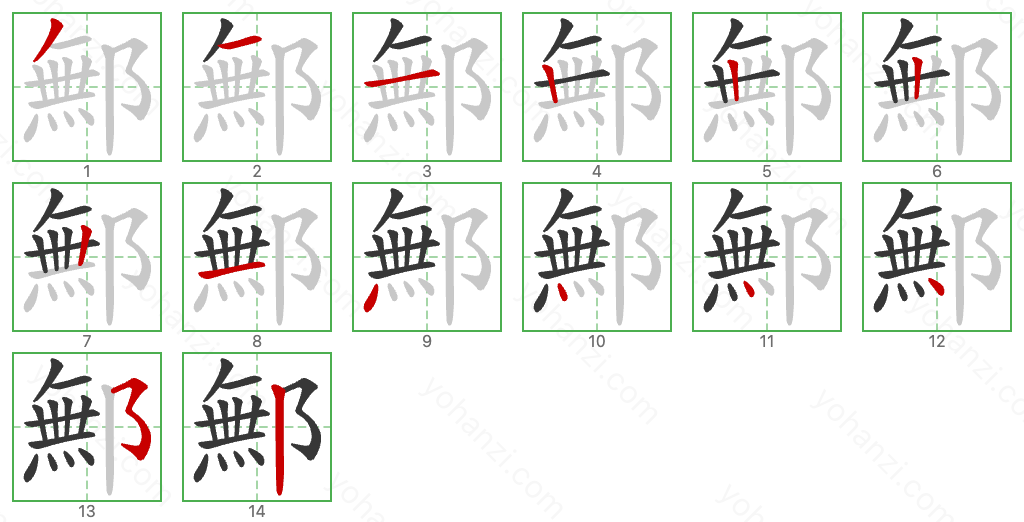 鄦 Stroke Order Diagrams