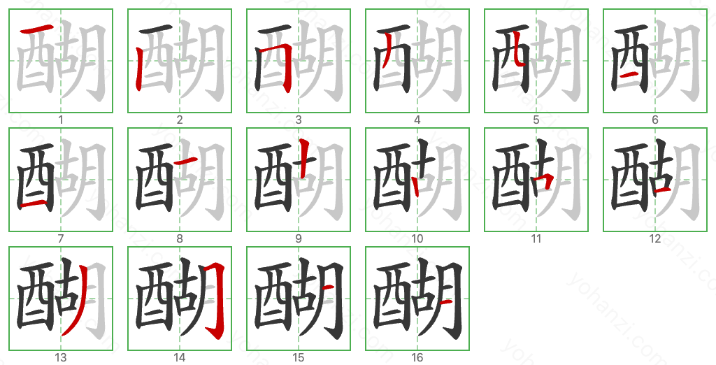 醐 Stroke Order Diagrams