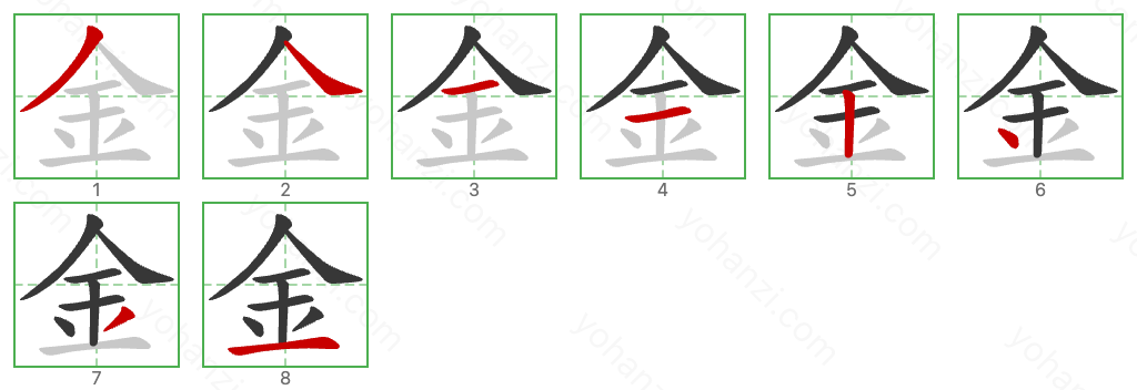 金 Stroke Order Diagrams