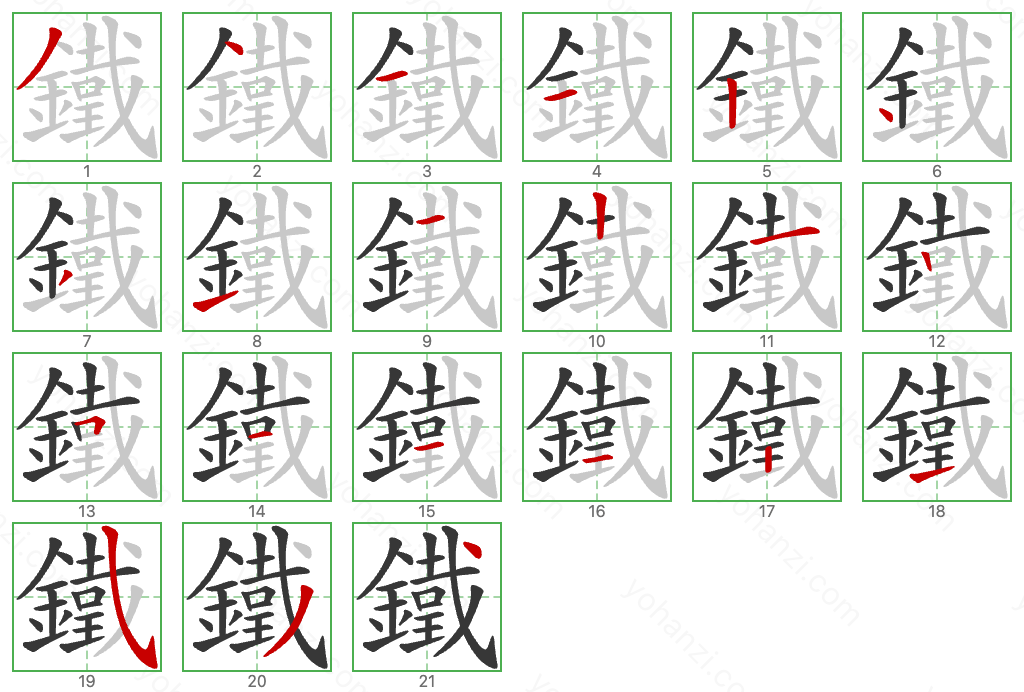 鐵 Stroke Order Diagrams