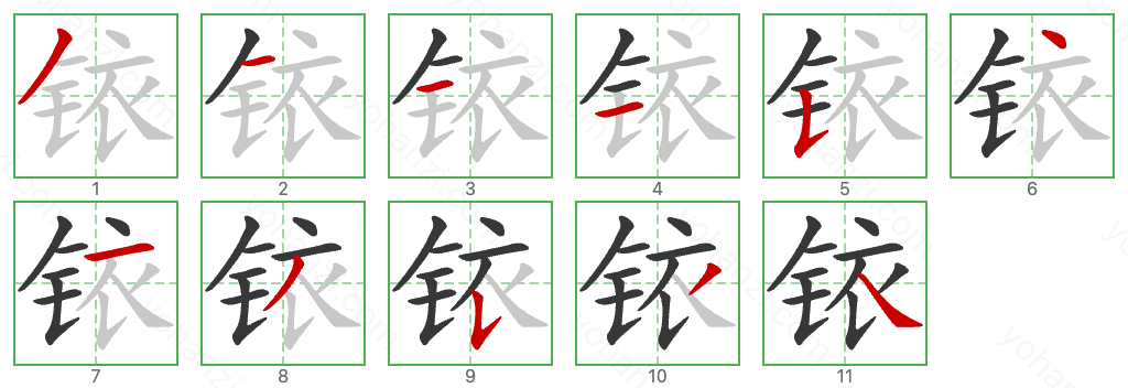 铱 Stroke Order Diagrams