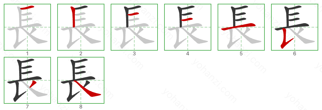 長 Stroke Order Diagrams