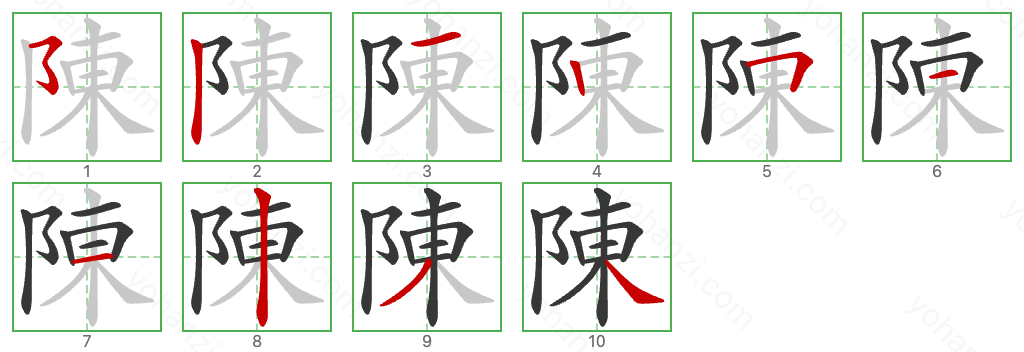 陳 Stroke Order Diagrams