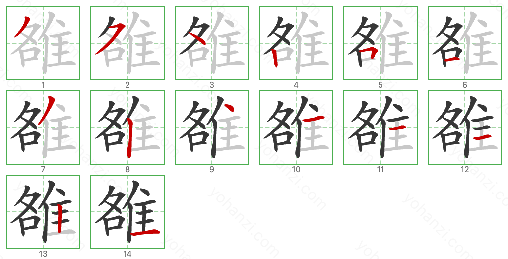 雒 Stroke Order Diagrams