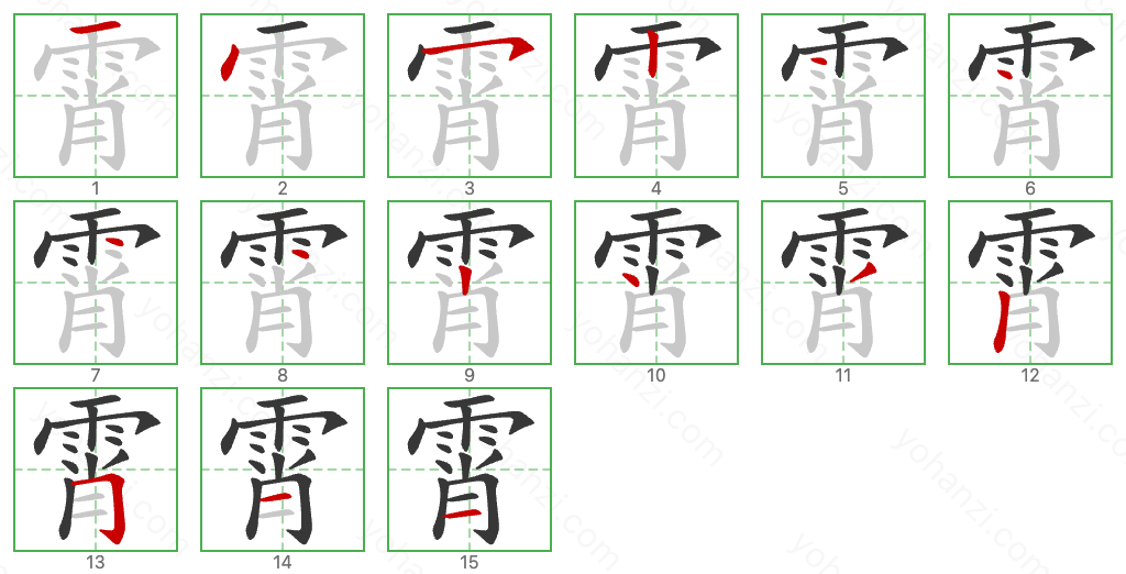 霄 Stroke Order Diagrams